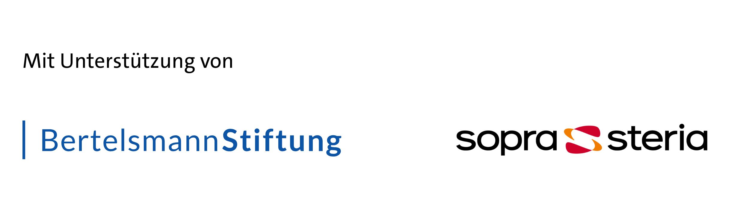 Logos der Förderer des Publikumspreis 2025: Bertelsmann Stiftung und Sopra Steria
